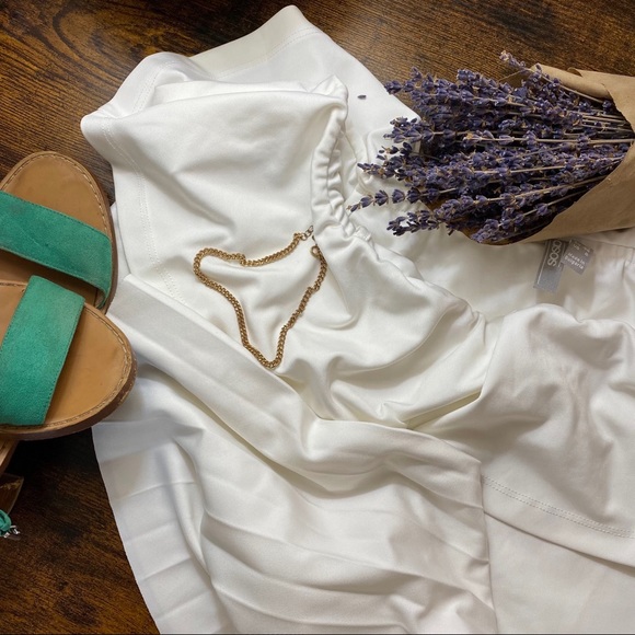 ASOS off shoulder white pleated dress with ruffles size 6 - Picture 4 of 5